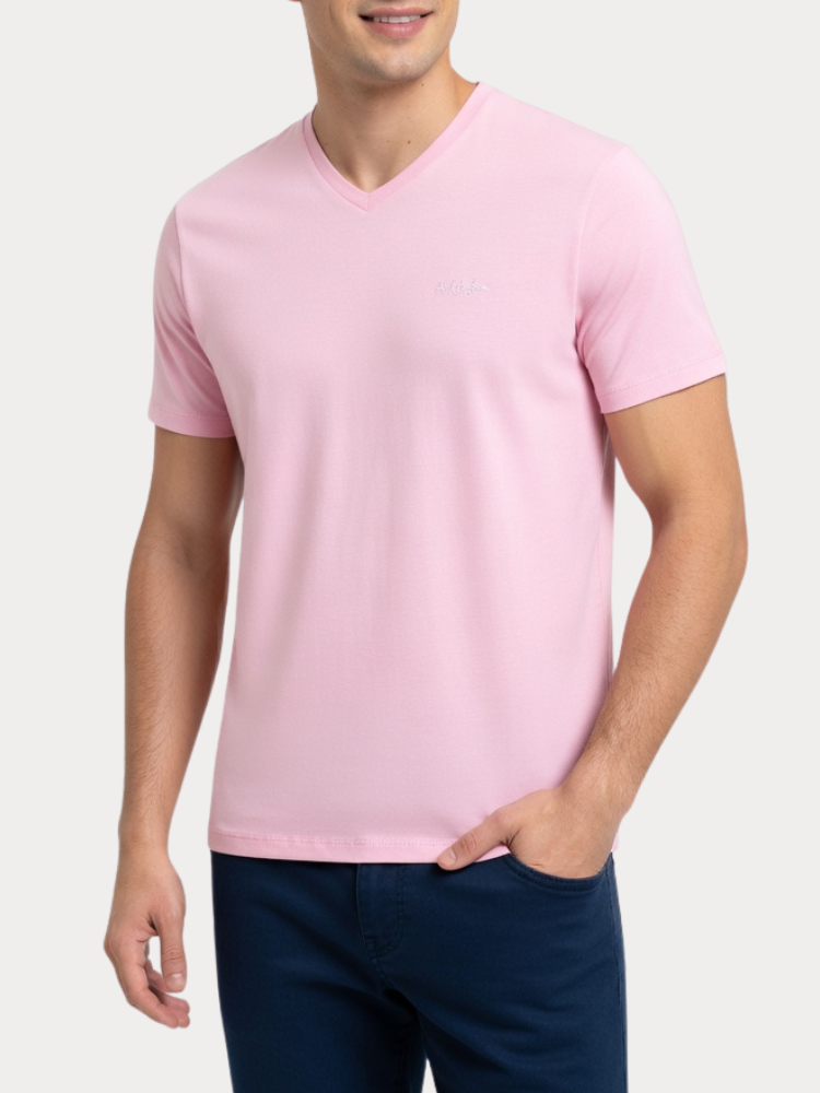 T-SHIRT JACK&JONES 12297455 JJBLAZE TEE SS V NECK ΡΟΖ JACK&JONES