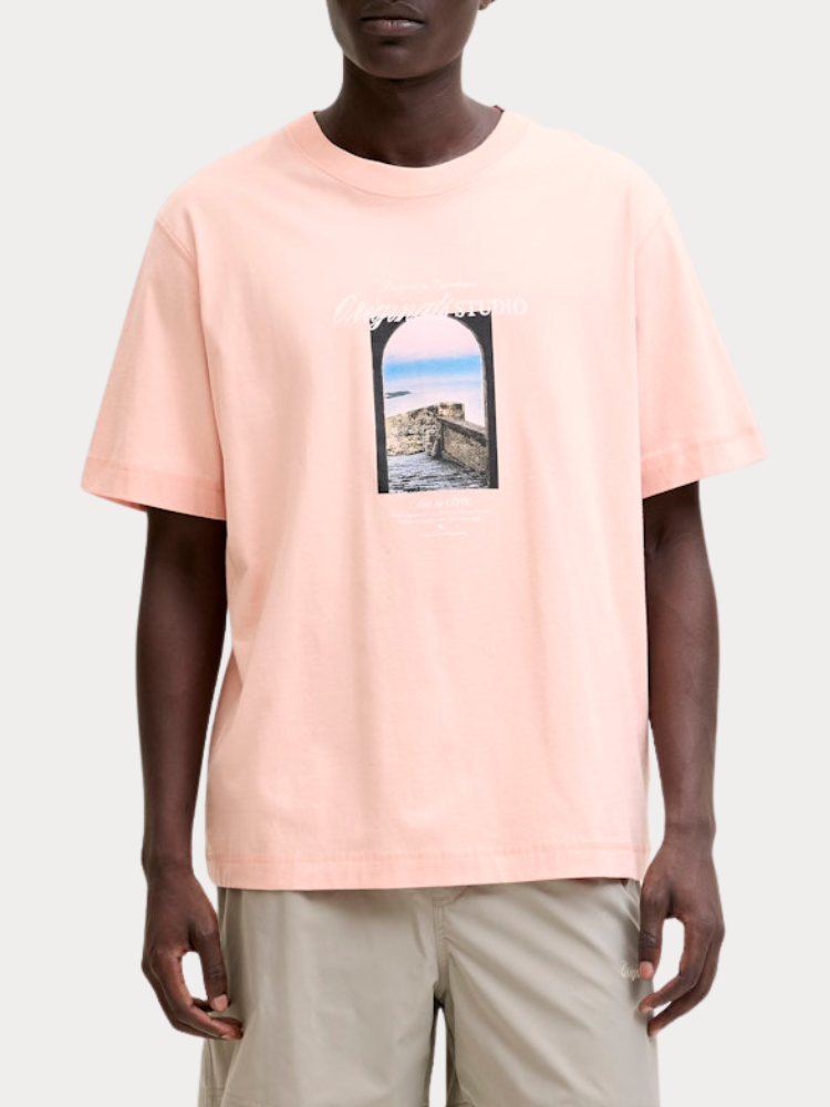 T-SHIRT JACK&JONES 12291022 JORNORREBRO PHOTO TEE SS CREW NECK LN ΡΟΖ JACK&JONES