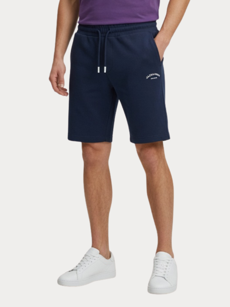 SHORTS ΦΟΡΜΕΣ JACK&JONES 12289726 JPSTGORDON COLLEGE SWEAT SHORTS MID ΣΚΟΥΡΟ ΜΠΛΕ JACK&JONES