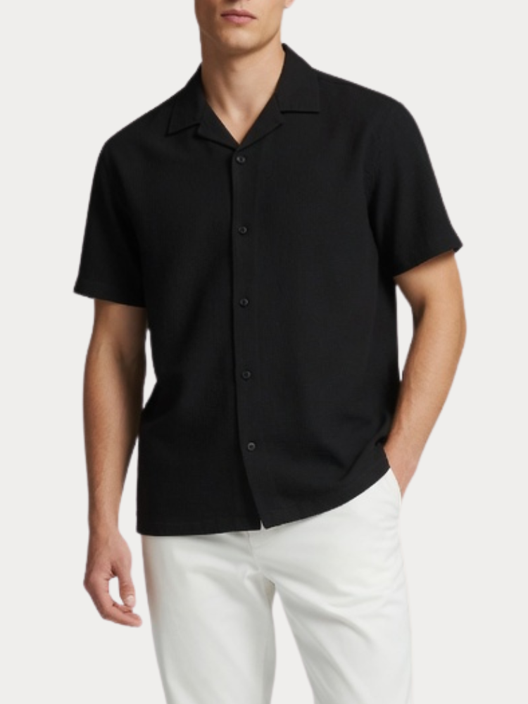 SHORT SLEEVE JACK&JONES 12295551 JJGLOBAL WAFFLE RESORT SHIRT SS BLACK JACK&JONES