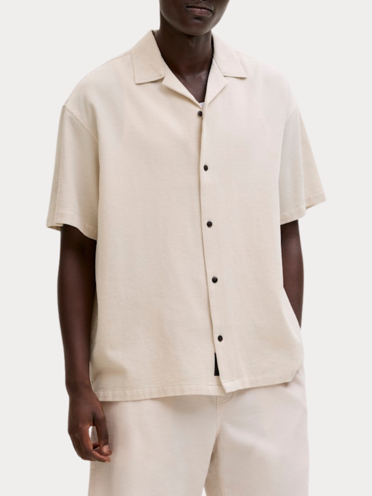 SHORT SLEEVE JACK&JONES 12295551 JJGLOBAL WAFFLE RESORT SHIRT SS MOONBEAM JACK&JONES
