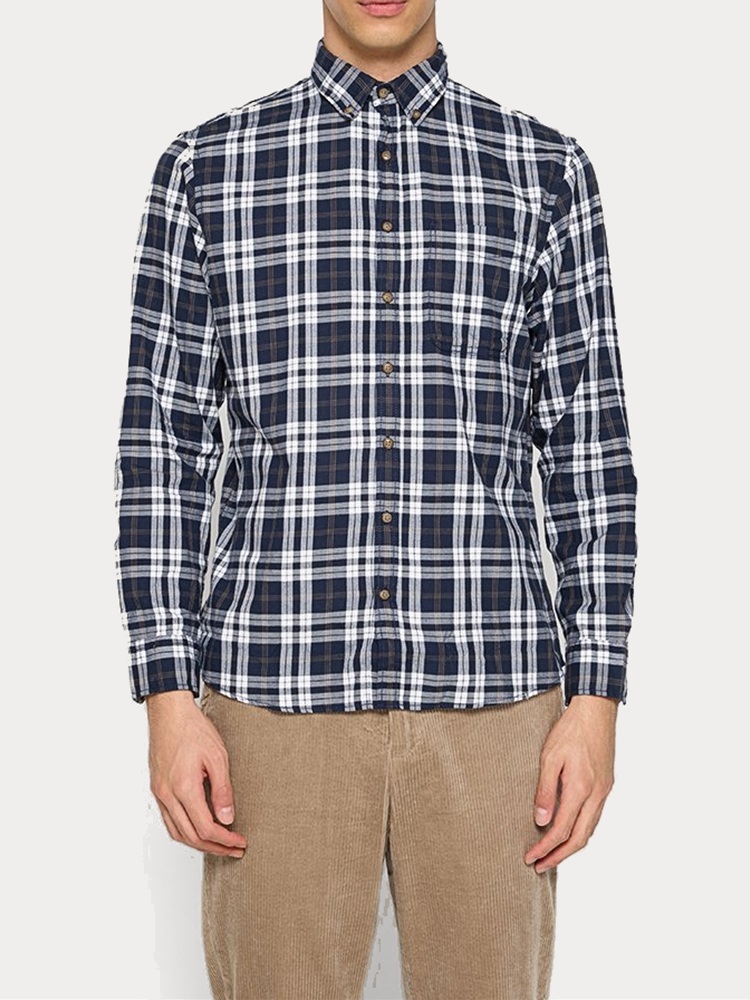 ΠΟΥΚΑΜΙΣΟ SELECTED SLHSLIM-DAN FLANNEL SHIRT LS BLUE CHECK SELECTED