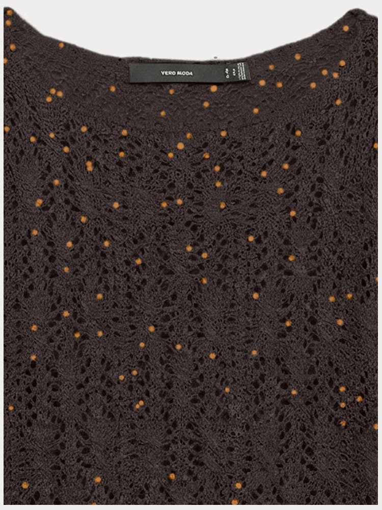 ΠΛΕΚΤΟ VERO MODA VMNEWLEILANI LS BOATNECK PULLOVER CHOCOLATE TORTE W. COBBER SEQUINS VERO MODA