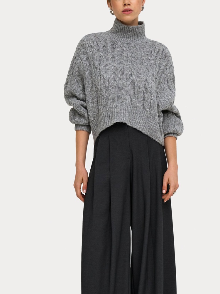 ΠΛΕΚΤΟ ONLY ONLHILDE LS SHORT CABLE KNT MEDIUM GREY ONLY