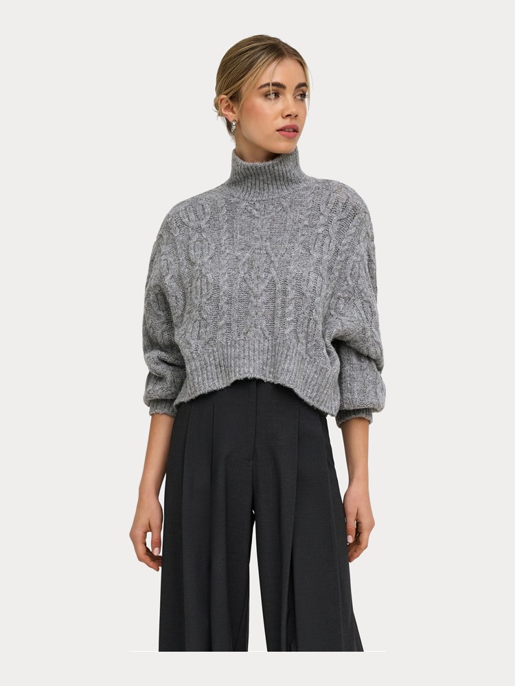 ΠΛΕΚΤΟ ONLY ONLHILDE LS SHORT CABLE KNT MEDIUM GREY ONLY