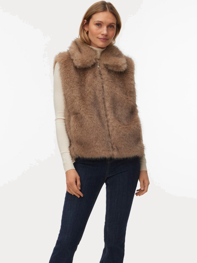 ΓΙΛΕΚΟ VERO MODA VMGLORIA SHORT WAISTCOAT BOO SILVER MINK VERO MODA