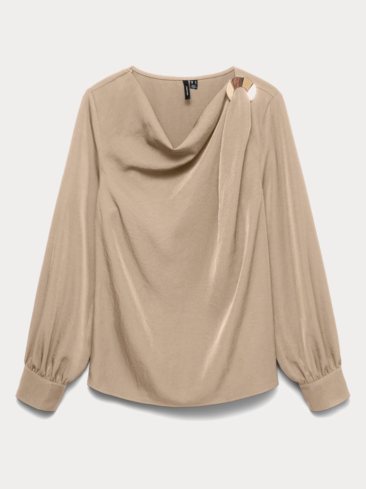 TOP VERO MODA VMMILANI L/S O-NECK TOP WVN BTQ SILVER MINK VERO MODA