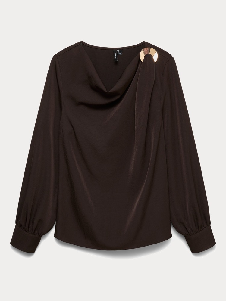 TOP VERO MODA VMMILANI L/S O-NECK TOP WVN BTQ CHOCOLATE TORTE VERO MODA
