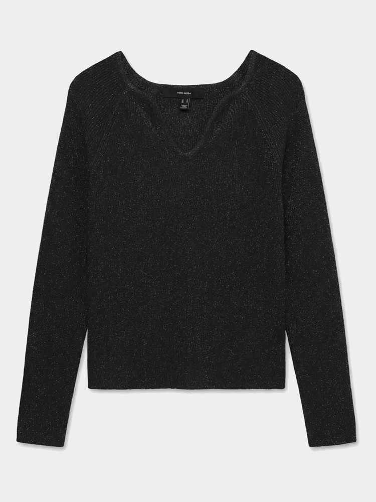 ΠΛΕΚΤΟ VERO MODA VMWILLOW SHINE LS SQUARE PULLOVER LX BLACK W. DTM LUREX VERO MODA
