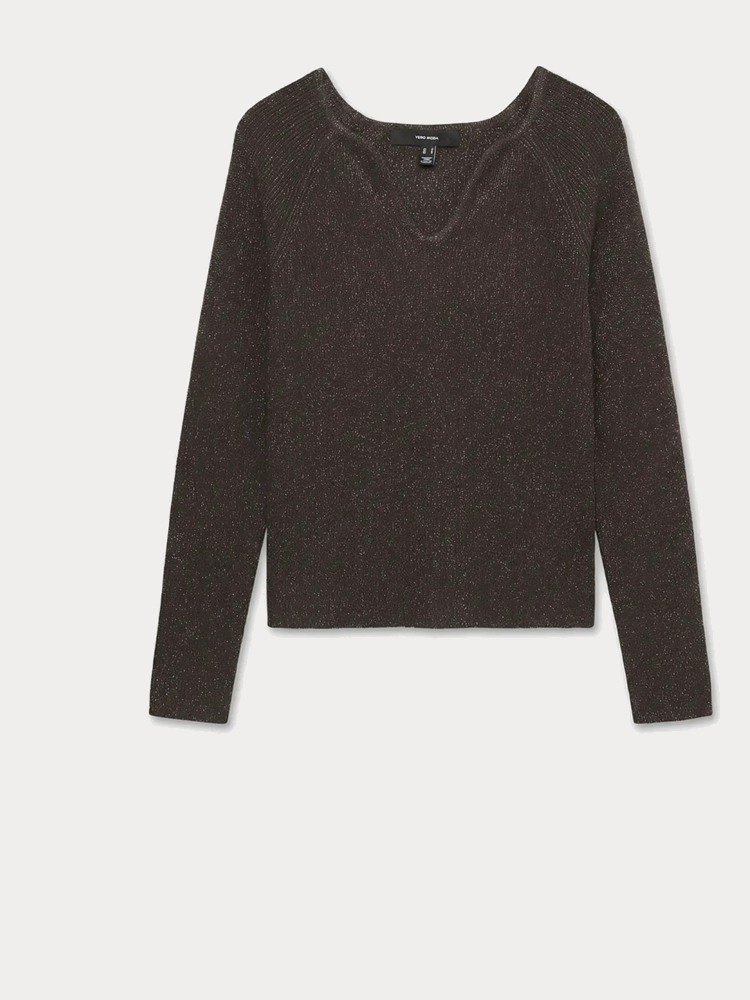 ΠΛΕΚΤΟ VERO MODA VMWILLOW SHINE LS SQUARE PULLOVER LX CHOCOLATE TORTE W. DTM LUREX VERO MODA