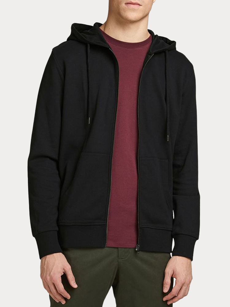 ΖΑΚΕΤΑ JACK & JONES BASIC SWEAT ZIP HOOD BLACK JACK&JONES