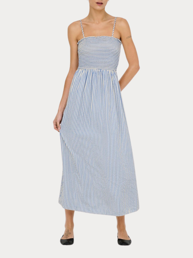 ΦΟΡΕΜΑ ONLY B ARI STRAP SMOCK DRESS MOCH STRONG BLUE ONLY