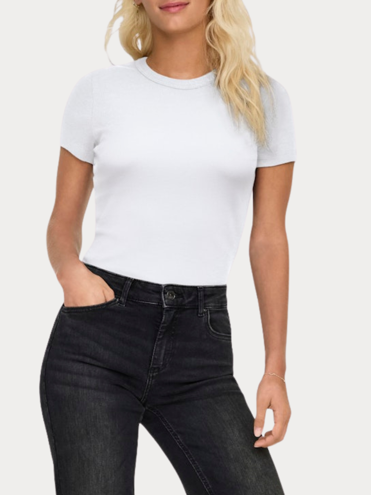 TOP ONLY VAL S/S O-NECK BRIGHT WHITE ONLY