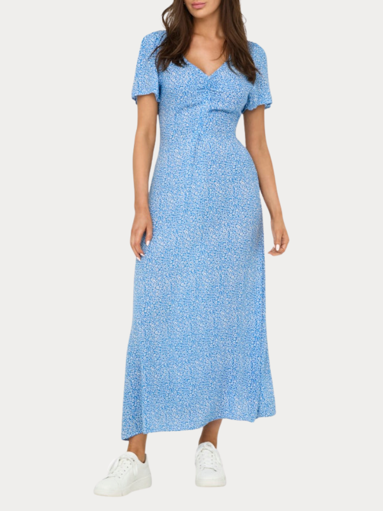 ΦΟΡΕΜΑ ONLY ANCONA SS V-NECK DRESS MOCH WVN FRENCH BLUE ONLY