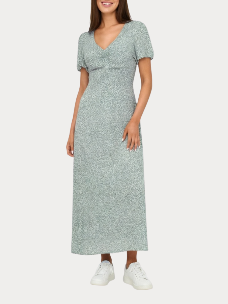 ΦΟΡΕΜΑ ONLY ANCONA SS V-NECK DRESS MOCH WVN LILY PAD ONLY