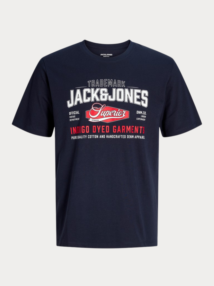 T-SHIRT JACK&JONES 12299533-2 JJELOGO TEE SS O-NECK NAVY BLAZER (PLUS SIZE) JACK&JONES