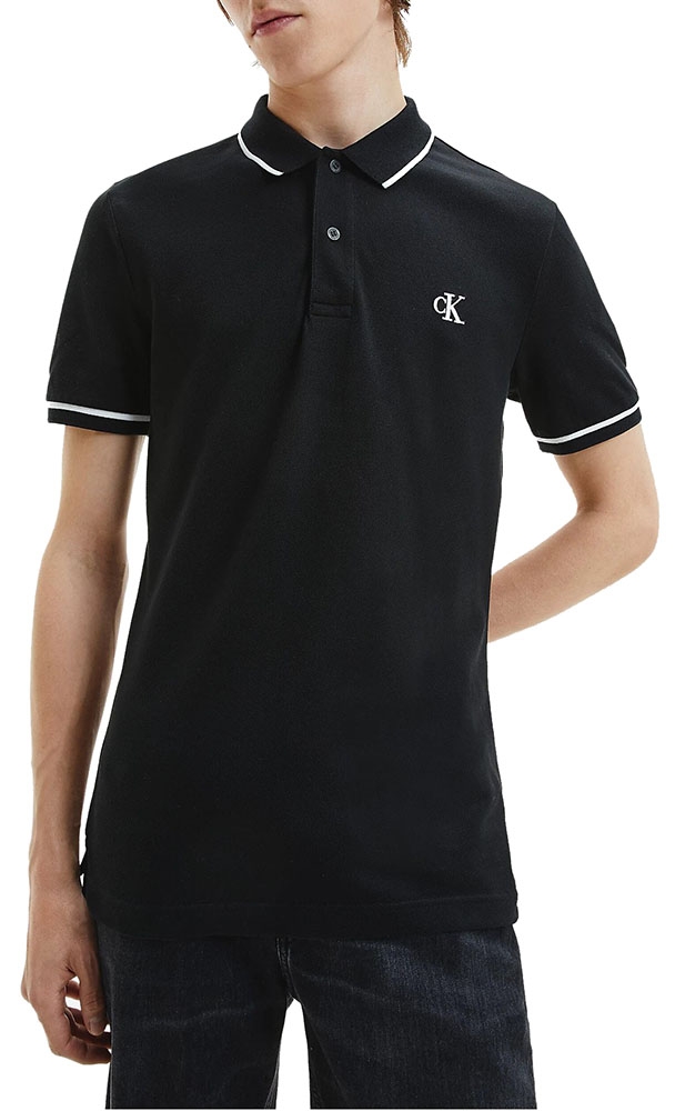 CALVIN KLEIN POLO CALVIN KLEIN TIPPING SLIM CK BLACK CALVIN KLEIN