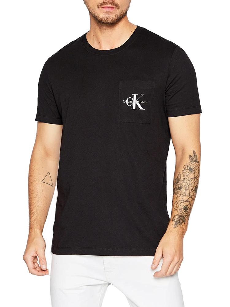 CALVIN KLEIN CORE MONOGRAM POCKET SLIM TEE J30J320936-BEH Black