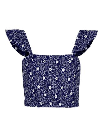 TOP VERO MODA VMSONEY LACE FRILL CROP TOP WVN 9326971 BLUE