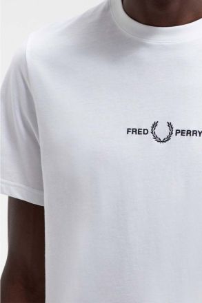T-SHIRT FRED PERRY EMBROIDERED WHITE