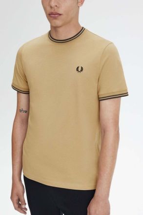 T-SHIRT FRED PERRY TWIN TIPPED WARM STONE/BLACK