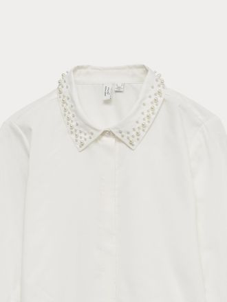 ΠΟΥΚΑΜΙΣΟ VERO MODA VMLENORA L/S SHIRT WVN BTQ IT SNOW WHITE PEARL COLLAR