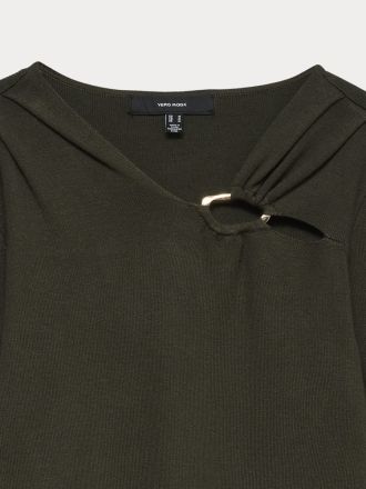 ΠΛΕΚΤΑ VERO MODA VMJAIN BUCKLE V-NECK PULLOVER FOREST NIGHT W. GOLD