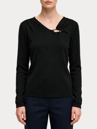 ΠΛΕΚΤΑ VERO MODA VMJAIN BUCKLE V-NECK PULLOVER BLACK W. GOLD