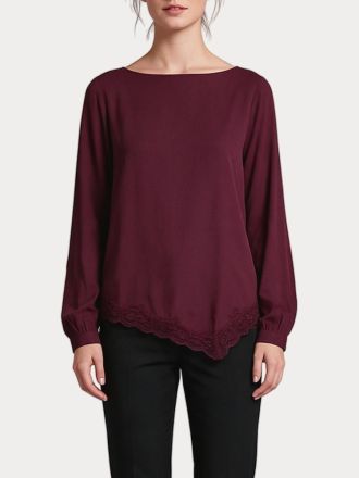 TOP VERO MODA VMCINDY LACE LS TOP WVN WINDSOR WINE