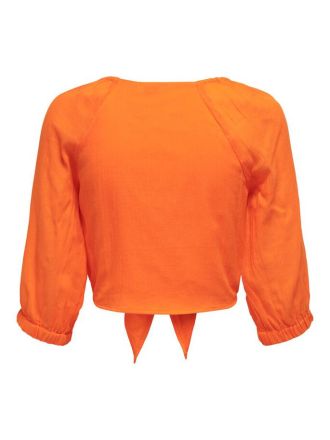 SHORT KNOT TOP ONLY LIZZY SS WVN ORIOLE / ORANGE