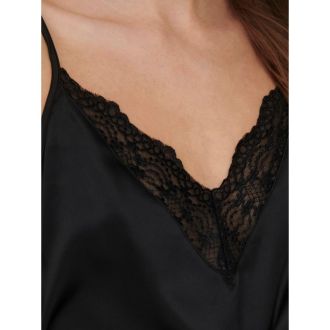 TOP ONLY VICTORIA SL LACE MIX SINGLET BLACK