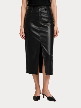 ΦΟΥΣΤΑ ONLY ONLBITTEN FAUX LEATH PENCIL SKIRT CC OTW BLACK