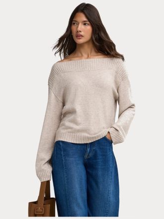 ΠΛΕΚΤΑ ONLY ONLKATIA LS BOATNECK CC KNT MOCHA MERINGUE