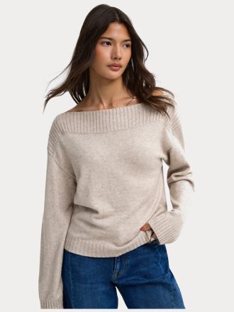 ΠΛΕΚΤΑ ONLY ONLKATIA LS BOATNECK CC KNT MOCHA MERINGUE