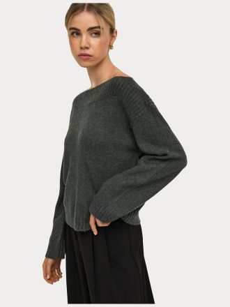 ΠΛΕΚΤΑ ONLY ONLKATIA LS BOATNECK CC KNT DARK GREY