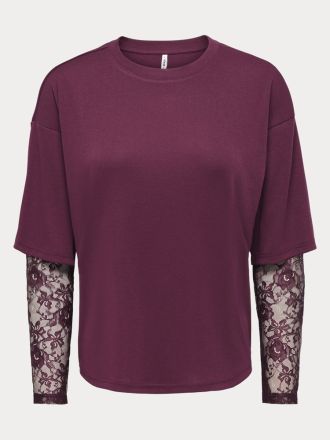 TOP ONLY ONLTAHLIA L/S LACE TOP JRS FIG