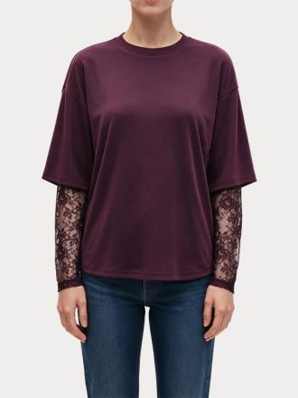 TOP ONLY ONLTAHLIA L/S LACE TOP JRS FIG