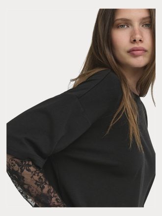 TOP ONLY ONLTAHLIA L/S LACE TOP JRS BLACK