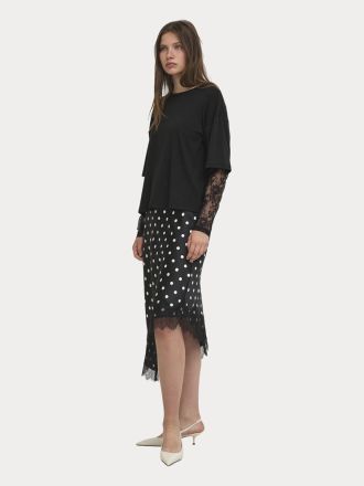 TOP ONLY ONLTAHLIA L/S LACE TOP JRS BLACK