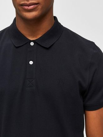 POLO SELECTED SLHARO SS EMBROIDERY BLACK
