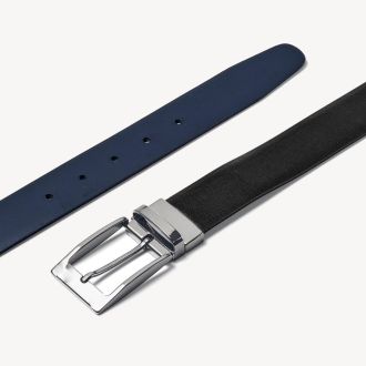 LEATHER ABOUT REVERSIBLE BELT BLACK NAVY