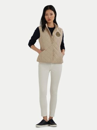 ΓΥΝΑΙΚΕΙΟ AMANIKO POLO RALPH LAUREN CREST-PATCH QUILTED MOCKNECK GILET EXPLORER SAND