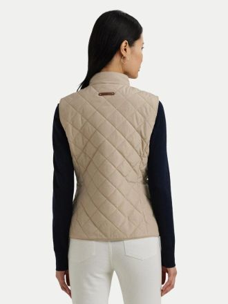 ΓΥΝΑΙΚΕΙΟ AMANIKO POLO RALPH LAUREN CREST-PATCH QUILTED MOCKNECK GILET EXPLORER SAND