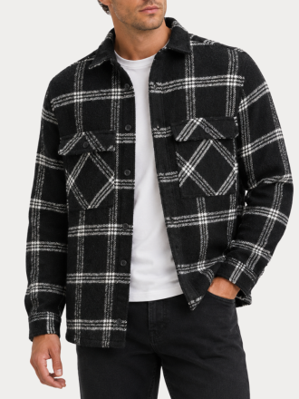 OVERSHIRT ΠΟΥΚΑΜΙΣΟ JACK&JONES JORGORDON CHECK OVERSIZE SHIRT LS BLK BLACK