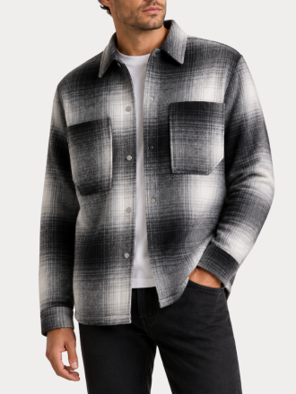 OVERSHIRT JACK&JONES JCOHELVETICA WINTER PADDED SHIRT JACKET BLACK GREY