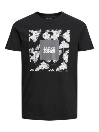 T-SHIRT JACK & JONES JJTROPICANA BOX TEE SS CREW NECK BLACK