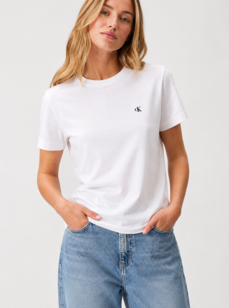 TOP CALVIN KLEIN LV047B224G-YAA ARCHIVE JERSEY CREW TEE EU BRIGHT WHITE