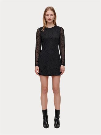 ΦΟΡΕΜΑ ONLY ONLNOVA L/S MESH SHORT DRESS WVN BLACK 743 BLACK DOTS