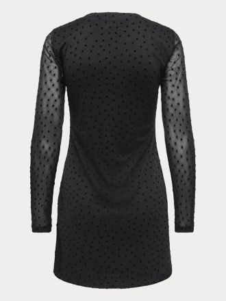 ΦΟΡΕΜΑ ONLY ONLNOVA L/S MESH SHORT DRESS WVN BLACK 743 BLACK DOTS