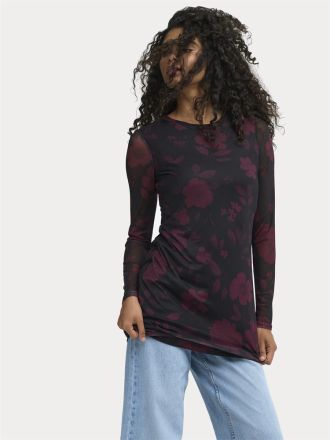 ΦΟΡΕΜΑ ONLY ONLNOVA L/S MESH SHORT DRESS WVN BLACK 746 FIG FLOWERS
